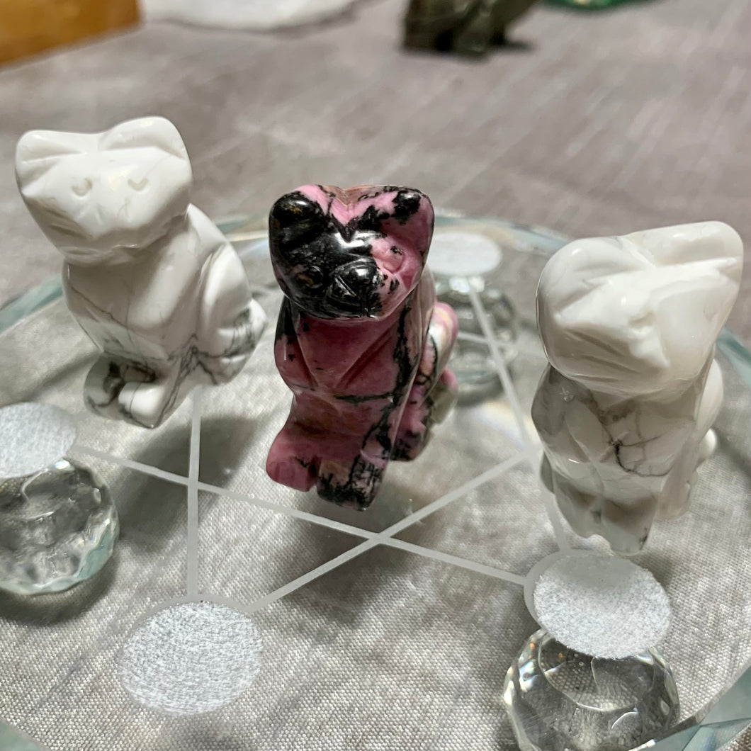 Carved Crystal Cats