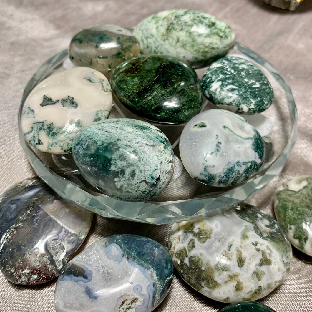 Moss Agate Tumbles & Palms