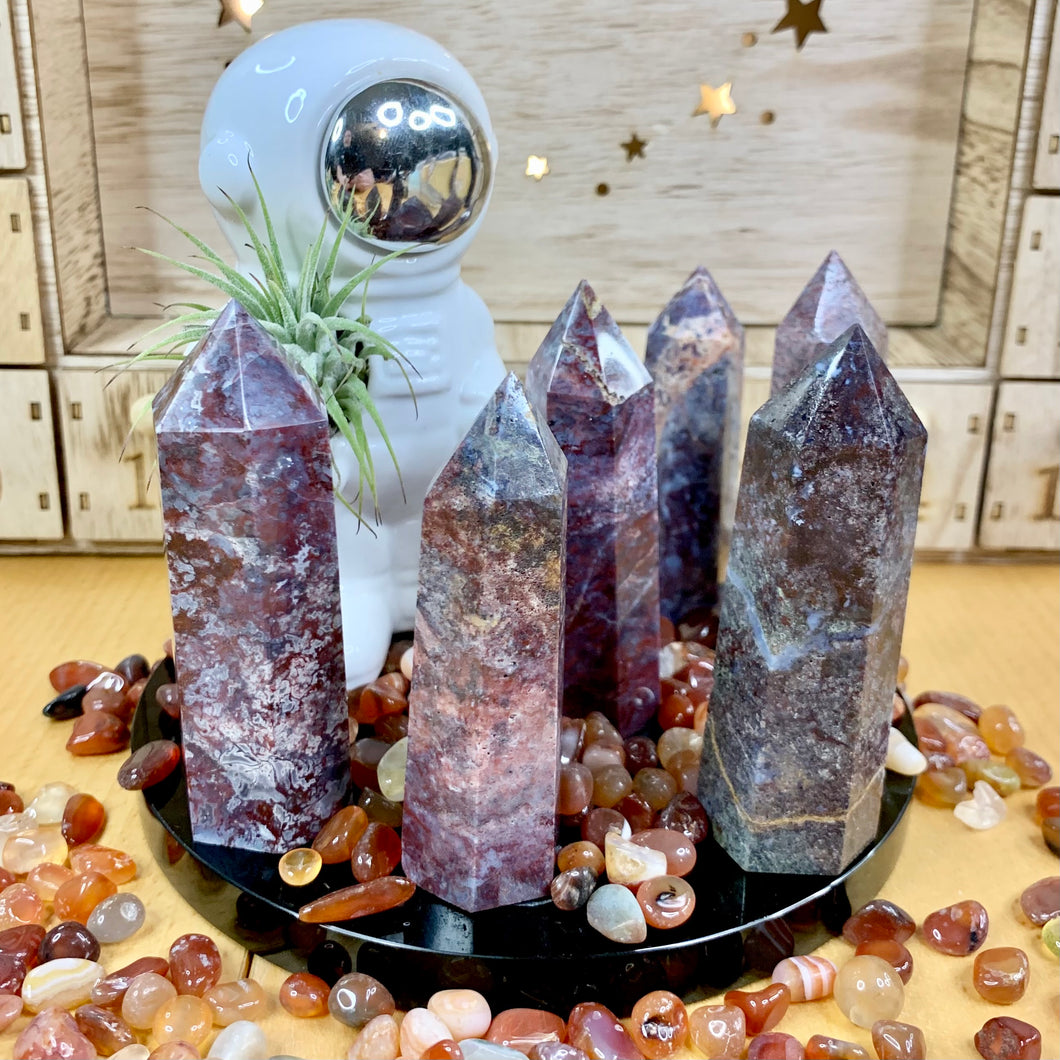 Red Moss Agate Towers