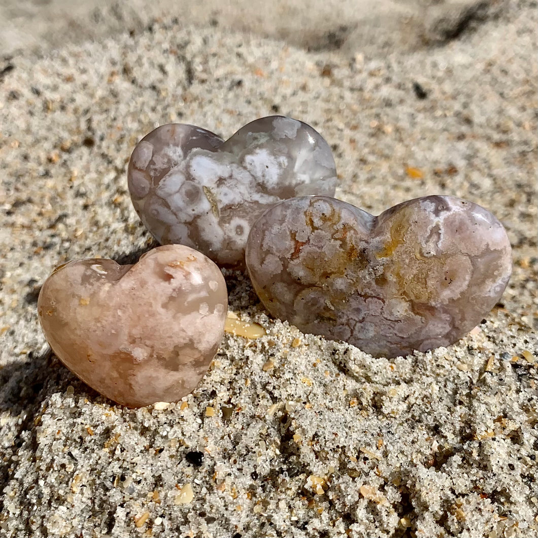 Flower Agate Hearts