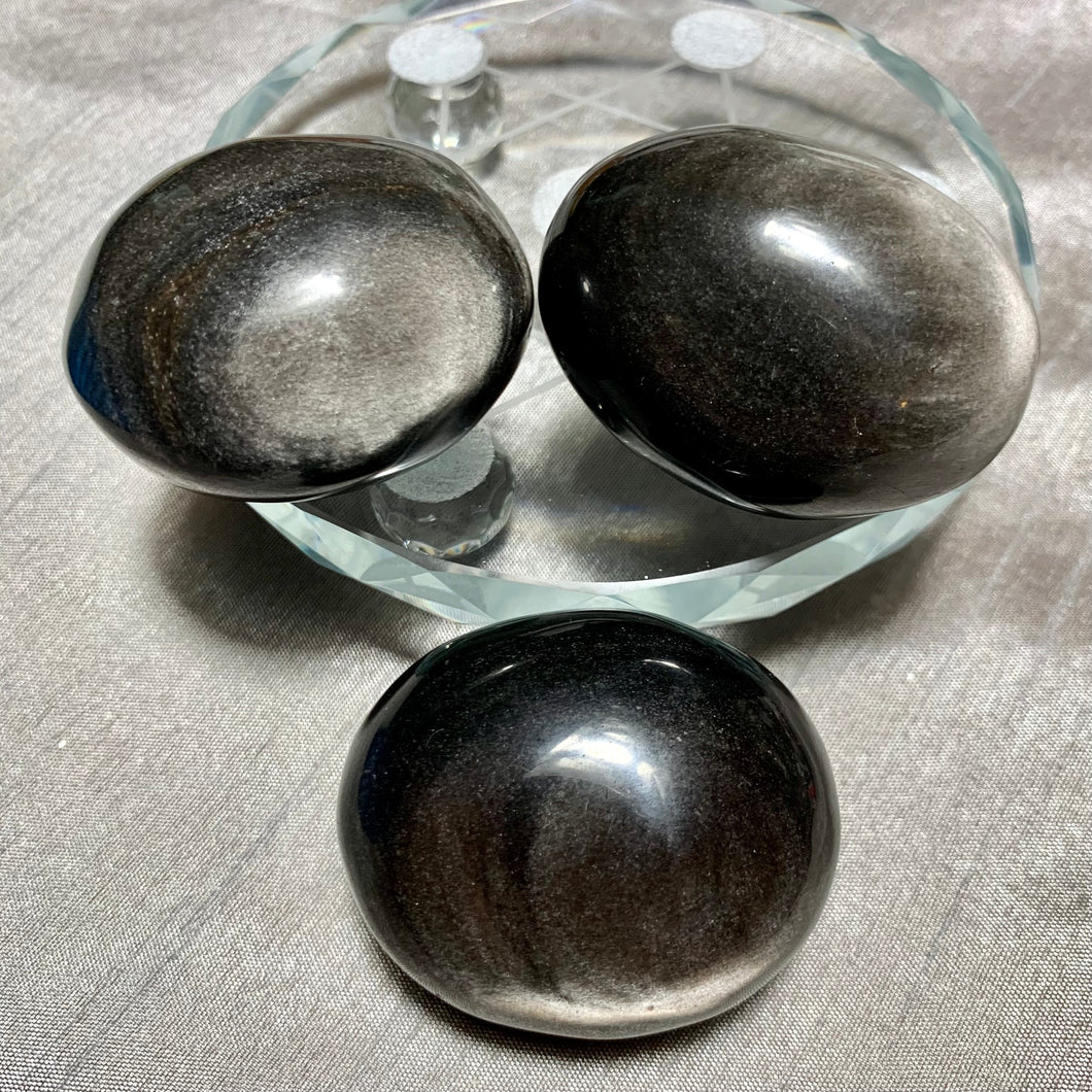 Black Obsidian Palms w/ Silver Sheen