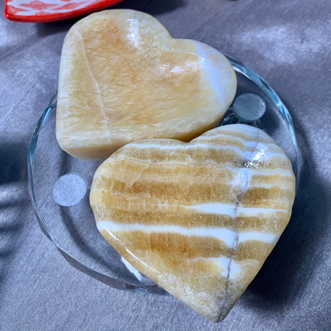 Orange Calcite Heart Bowls